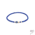 Bracelet lapis lazuli pierre naturelle, plaqué or, femme, gipsy, bohème, création by Alicia