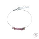 Bracelet tourmaline rose, pierre naturelle sur une chaîne en argent 925 rhodié, fait main, création by Alicia