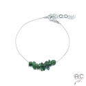 Bracelet tourmaline verte, pierre naturelle sur une chaîne en argent rhodié, création by Alicia