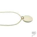 Pendentif grande médaille vintage ronde, bombée des deux côtés en plaqué or, tendance, bohème
