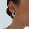 Boucles d'oreilles ethnique lapis lazuli, large en argent, pierre naturelle, bohéme, tendance 