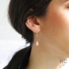 Boucles d'oreilles pierre naturelle opale rose goutte en plaqué or, courtes, pendantes, création, tendance