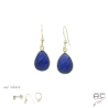 Boucles d'oreilles lapis lazuli goutte, pierre naturelle et plaqué or, pendantes, création