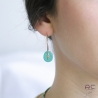 Boucles d'oreilles créoles avec pendant turquoise et feuille en plaqué or, femme, tendance