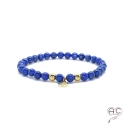 Bracelet lapis lazuli pierre naturelle, pampille arbre de vie en plaqué or, fait main, création by Alicia