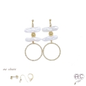 Boucles d\'oreilles avec perles baroques longues et grand anneau ciselé en plaqué or, fait main, création by Alicia
