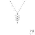 Collier pendentif en perles naturelles baroques, longues et plates sur une chaîne en plaqué or, fait main, création by Alicia