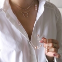 Sautoir perles d'eau douce roses et tréfles argent sur une chaîne en argent 925 rhodié, création