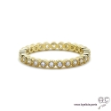 Bague anneau fin sertie de zirconium brillant tour complet en plaqué or, alliance, empilable, femme
