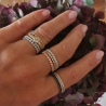 Bague anneau fin sertie de zirconium brillant tour complet en plaqué or rose, alliance, empilable, femme