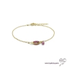 Bracelet sillimanite rubis ovale avec une pampille en pierre naturelle sur une chaîne en plaqué or, fin, création by Alicia