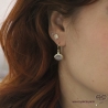 boucles d'oreilles avec quartz rose en cabochon, pierre naturelle, ovale, plaqué or, pendantes, femme