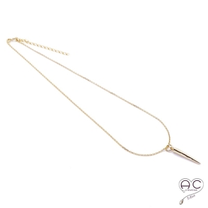 Collier pendentif SPIKE pointe en plaqué or, tendance, rock chic