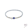 Bracelet lapis lazuli et hématite, pierre naturelle, plaqué or et petit brillant en cristal, gipsy, bohème, création by Alicia 