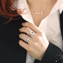 Bague croisillon sur anneau fin sertie de zirconium brillant en argent 925 rhodié, alliance, empilable, femme