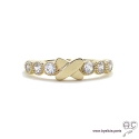 Bague croisillon sur anneau fin sertie de zirconium brillant en plaqué or, alliance, empilable, femme