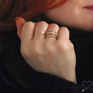 Bague croisillon sur anneau fin sertie de zirconium brillant en plaqué or, alliance, empilable, femme