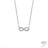 Collier l'infini serti de zirconium brillant en argent 925 rhodié, ras du cou, femme 