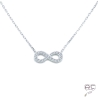 Collier l'infini serti de zirconium brillant en argent 925 rhodié, ras du cou, femme 