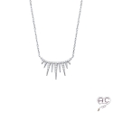 Collier avec les pics sertis de zirconiums brillants, en argent 925 rhodié, ras du cou, femme