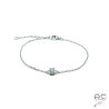 Bracelet avec solitaire en zirconium brillant sur une chaîne fine en argent 925 rhodié, femme