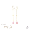 Boucles d'oreilles pierre naturelle opale rose goutte sur une chaîne en plaqué or, longues, pendantes, création by Alicia