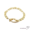 Bracelet BERYL chaîne gros maillons rectangulaires et gros fermoire  en plaqué or, tendance, création by Alicia