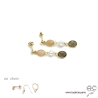 Boucles d'oreilles quartz fumé, perle de culture, pierre du soleil, cascade de pierres fines plaqué or, création by Alicia