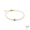 Bracelet avec solitaire en zirconium brillant sur une chaîne fine en plaqué or, femme