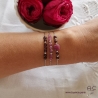 Bracelet fin avec tourmaline rose, pierre naturelle sure une chaîne en argent 925, création by Alicia