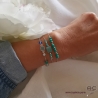 Bracelet fin avec turquoise reconstituée sur une chaîne en argent 925 rhodié, création by Alicia