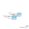 Boucles d'oreilles en calcédoine bleu, pierre fine et argent massif 925, pendantes, création by Alicia