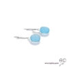 Boucles d'oreilles en calcédoine bleu, pierre fine et argent massif 925, pendantes, création by Alicia