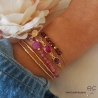 Bracelet améthyste, sillimanite rubis, quartz rose, pierres fines sur chaîne plaqué or, création by Alicia