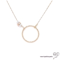 Collier cercle diamanté sur une chaîne en plaqué or, rondelles en argent et plaqué or, ras de cou, fait main, création by Alicia