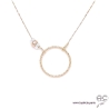Collier cercle diamanté sur une chaîne en plaqué or, avec les rondelles en argent et plaqué or, ras de cou, création by Alicia