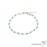 Bracelet fin avec turquoise reconstituée sur une chaîne en plaqué or, création by Alicia