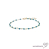 Bracelet fin avec turquoise reconstituée sur une chaîne en plaqué or, création by Alicia