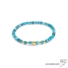 Bracelet apatite bleu et plaqué or, pierre naturelle, femme, gipsy, bohème, création by Alicia  