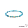 Bracelet apatite bleu et plaqué or, pierre naturelle, femme, gipsy, bohème, création by Alicia  