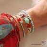 Bracelet cornaline et hématite, pierre naturelle, plaqué or et petit brillant en cristal, gipsy, bohème, création by Alicia