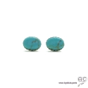 Boucles d\'oreilles turquoise, puces, clous, pierre naturelle et argent massif 925, petites, femme