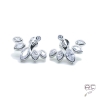 Boucles d'oreilles contours dessous lobes serties de zirconium brillant en argent 925 rhodié, femme