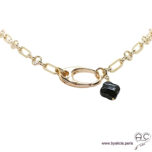 Breloque agate noir, pierre fine pour les bracelets et les colliers en chaînes gros maillons, créations by Alicia