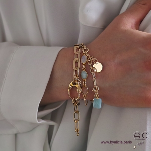 Breloque médaille en plaqué or pour les bracelets et les colliers en chaînes gros maillons, créations by Alicia