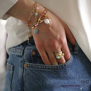 Breloque toupie en plaqué or pour les bracelets et les colliers en chaînes gros maillons, créations by Alicia
