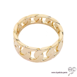 Bague anneau maillons chaîne en plaqué or, femme, tendance