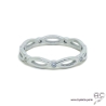 Bague anneau fin chaîne sertie de zirconium brillant tour complet en argent 925 rhodié, alliance, empilable, femme