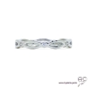 Bague anneau fin chaîne sertie de zirconium brillant tour complet en argent 925 rhodié, alliance, empilable, femme