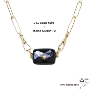 Collier CARRY-F2 chaîne gros maillons rectangulaires en plaqué or, tendance, création by Alicia